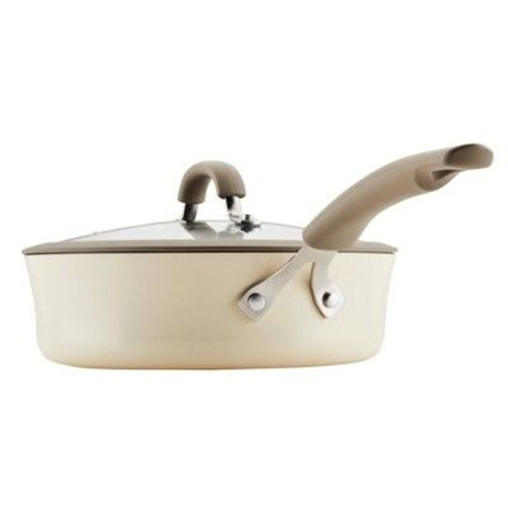 Rachael Ray Cook + Create 3qt Aluminum Nonsticke Saute Pan with Lid - Almond - Picture 4 of 6
